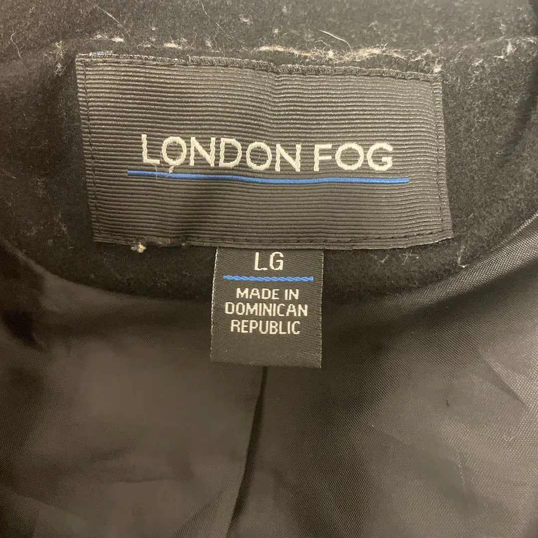 LONDON FOG Size LG Hooded Wool Coat Black