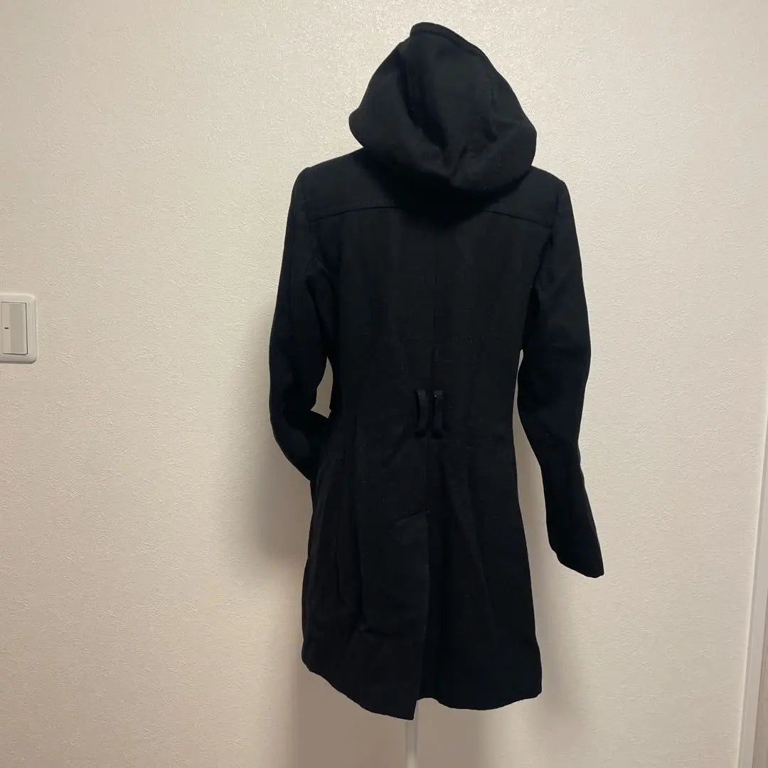 LONDON FOG Size LG Hooded Wool Coat Black