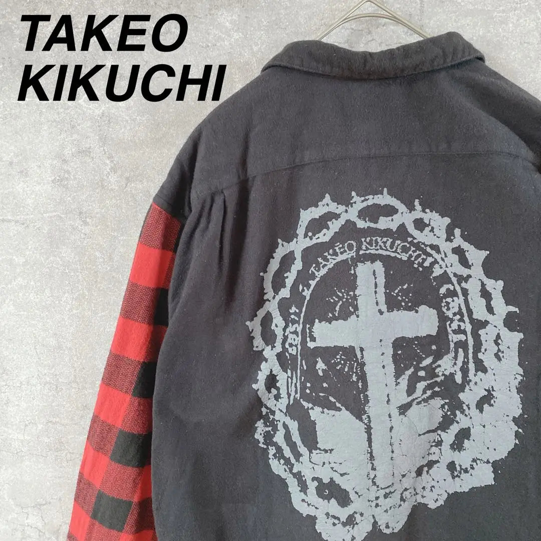 TAKEO KIKUCHI Cotton Long Sleeve Switching Check shirt 3 A1