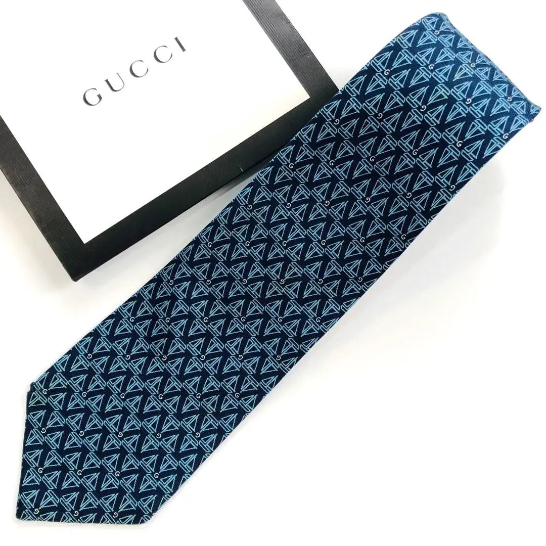 GUCCI tie motif pattern navy