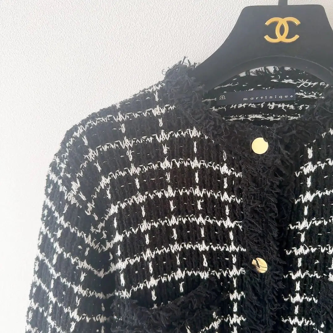 23ss ♡ Martinique No Color Tsued Knit Jacket Gold Button | 23SS♡マルティニークノーカラーツイード ニット ジャケット 金ボタン