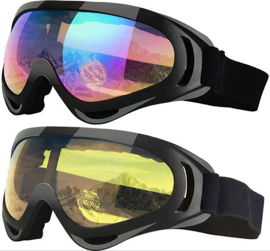 Snowboard Goggles Ski Glasses Motorcycle Glasses UV Protection Goggles Set of 2