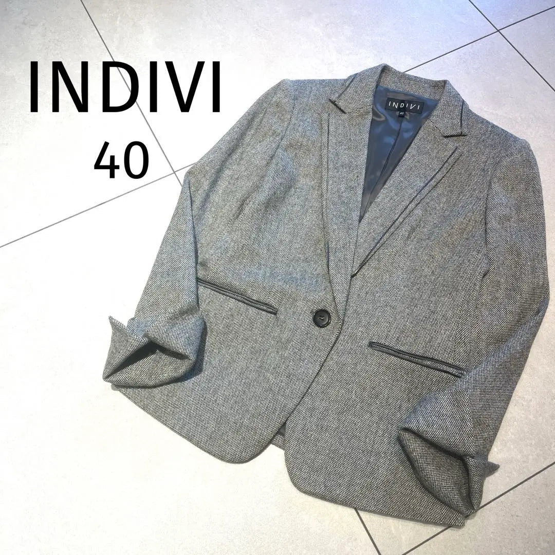 INDIVI★Chaqueta sastre de tweed con ribetes | INDIVI★ツイードテーラードジャケット パイピング