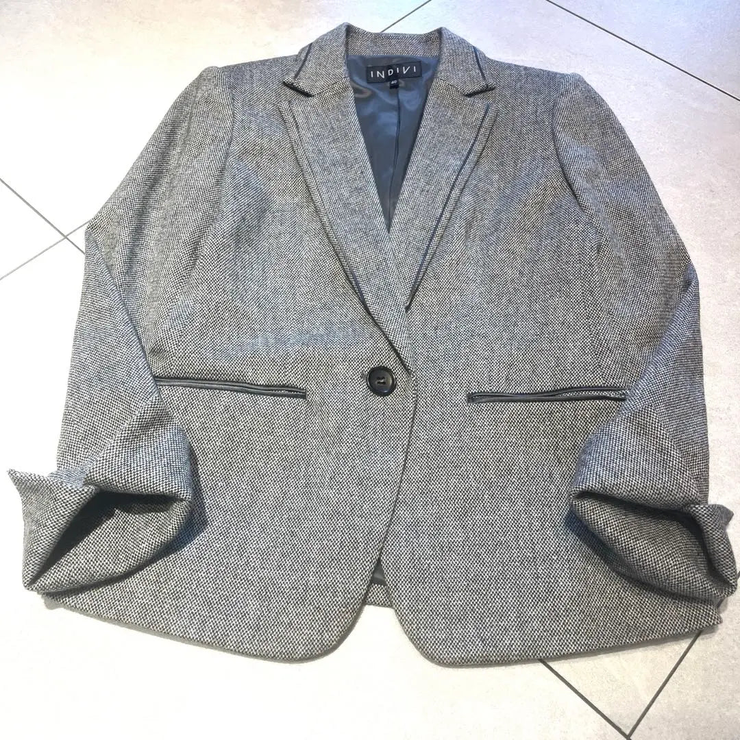 INDIVI★Chaqueta sastre de tweed con ribetes | INDIVI★ツイードテーラードジャケット パイピング