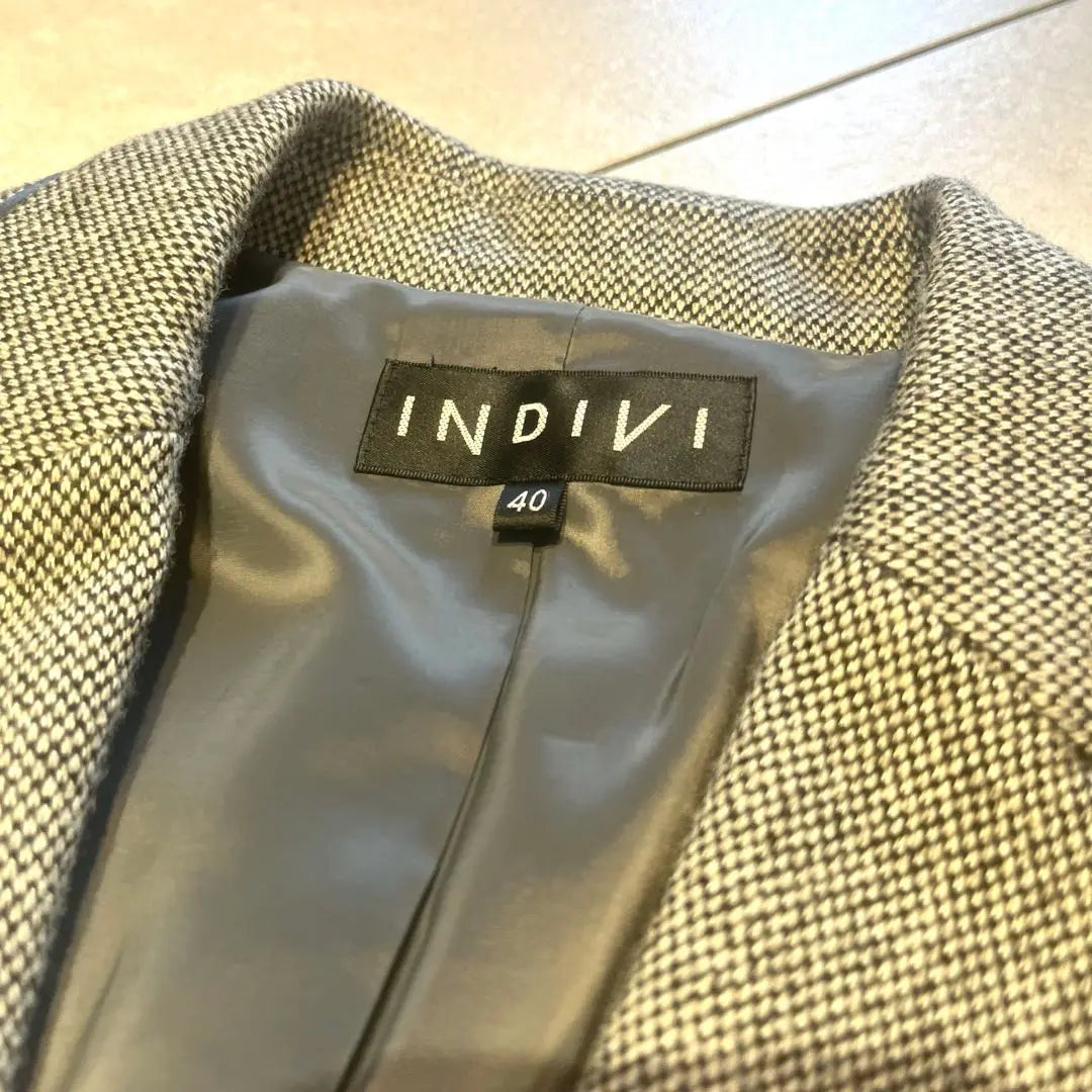 INDIVI★Chaqueta sastre de tweed con ribetes | INDIVI★ツイードテーラードジャケット パイピング