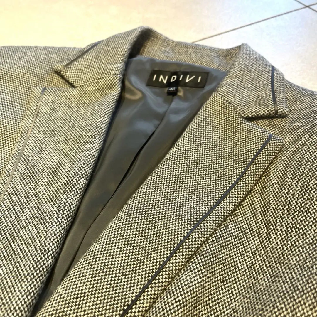 INDIVI★Chaqueta sastre de tweed con ribetes | INDIVI★ツイードテーラードジャケット パイピング