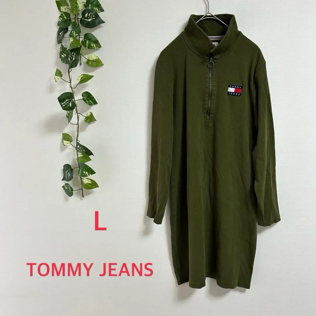 Tomi Jeans Ladies Polo Shirt Khaki L Size Tunic | トミージーンズ レディース ポロシャツ カーキ Lサイズ チュニック