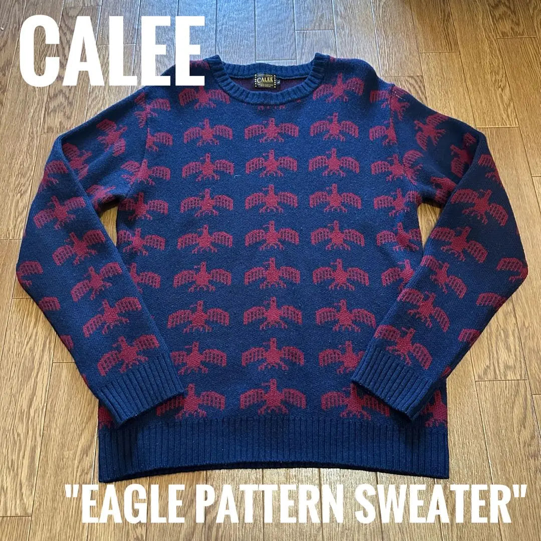 calee eagle pattern sweater navy × red