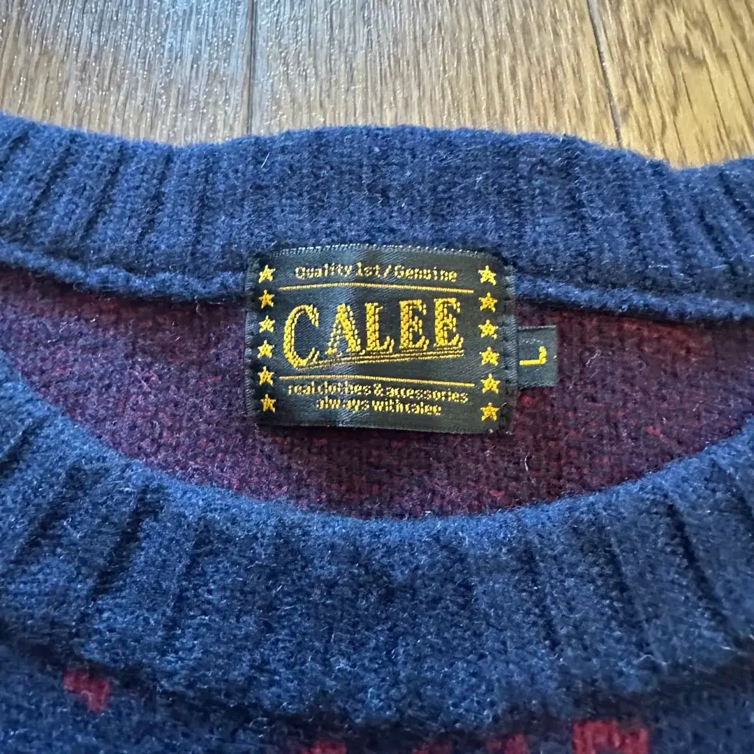 calee eagle pattern sweater navy × red