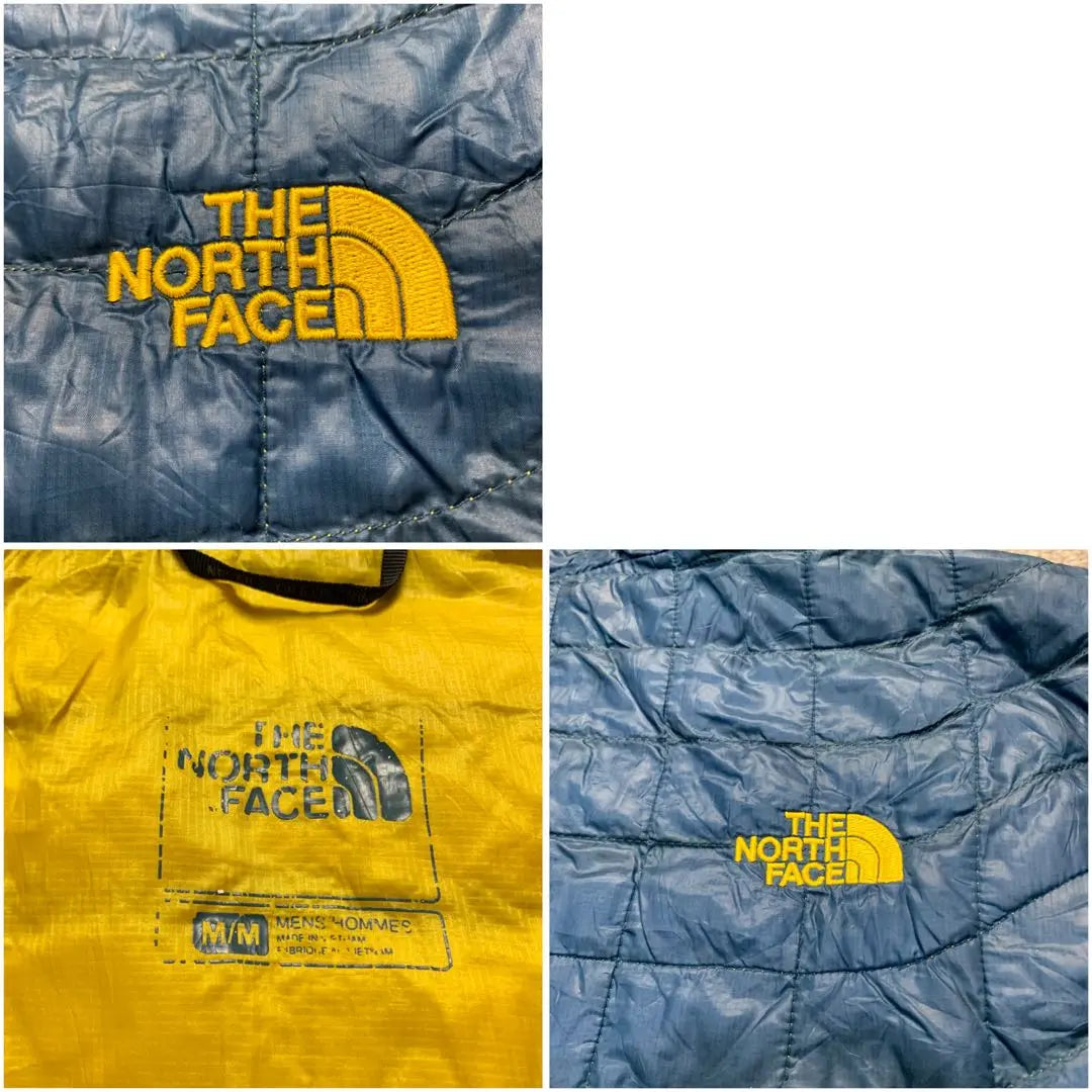 Tela North Face Plumífero ligero talla M azul logo bordado azul | ノースフェイス 生地薄め ダウンジャケット Mサイズ 青色 ブルー 刺繍ロゴ