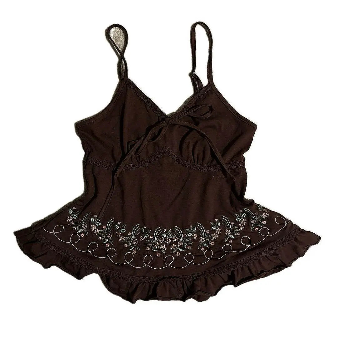 fairy grunge coquette forest girl ballet core camisole embroidery