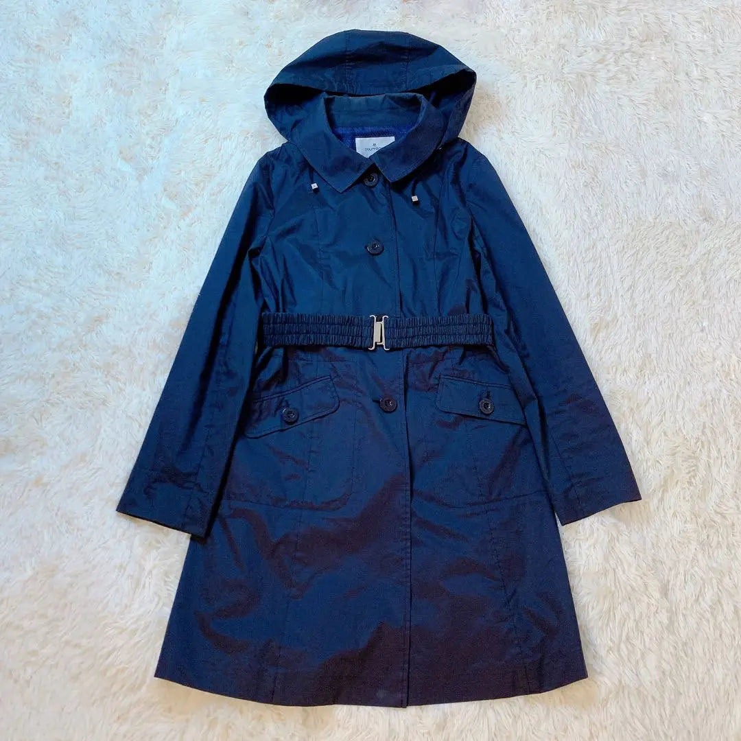 Gabardina extraíble CourReges Navy Food 38 2way | courreges ネイビー フード取外し可 トレンチコート 38 2way