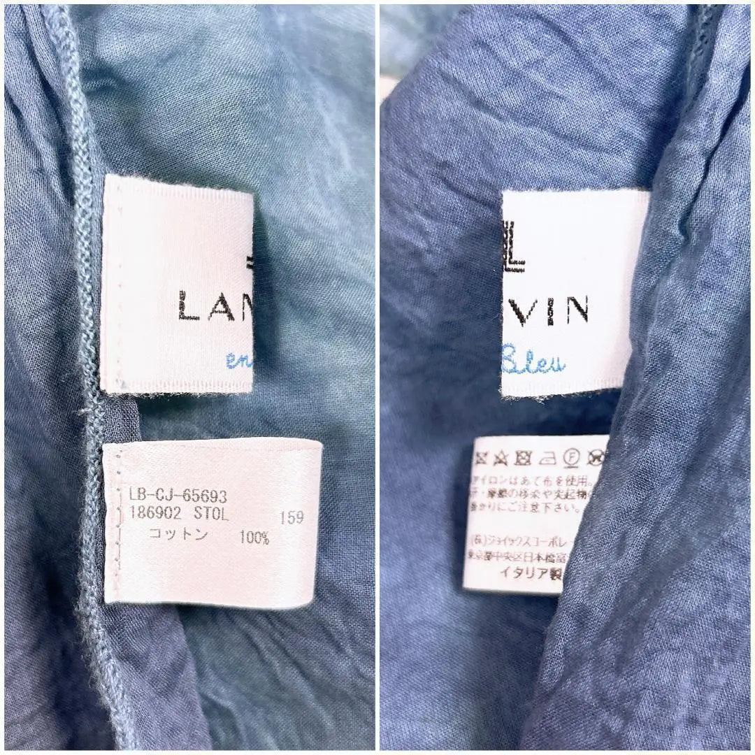 ◇Bufanda estola de algodón estampada fabricada en Italia de LANVIN en Bleu