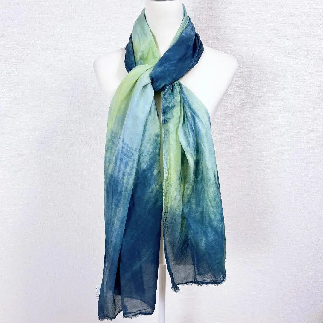 ◇LANVIN en Bleu Made in Italy cotton scarf stole patterned