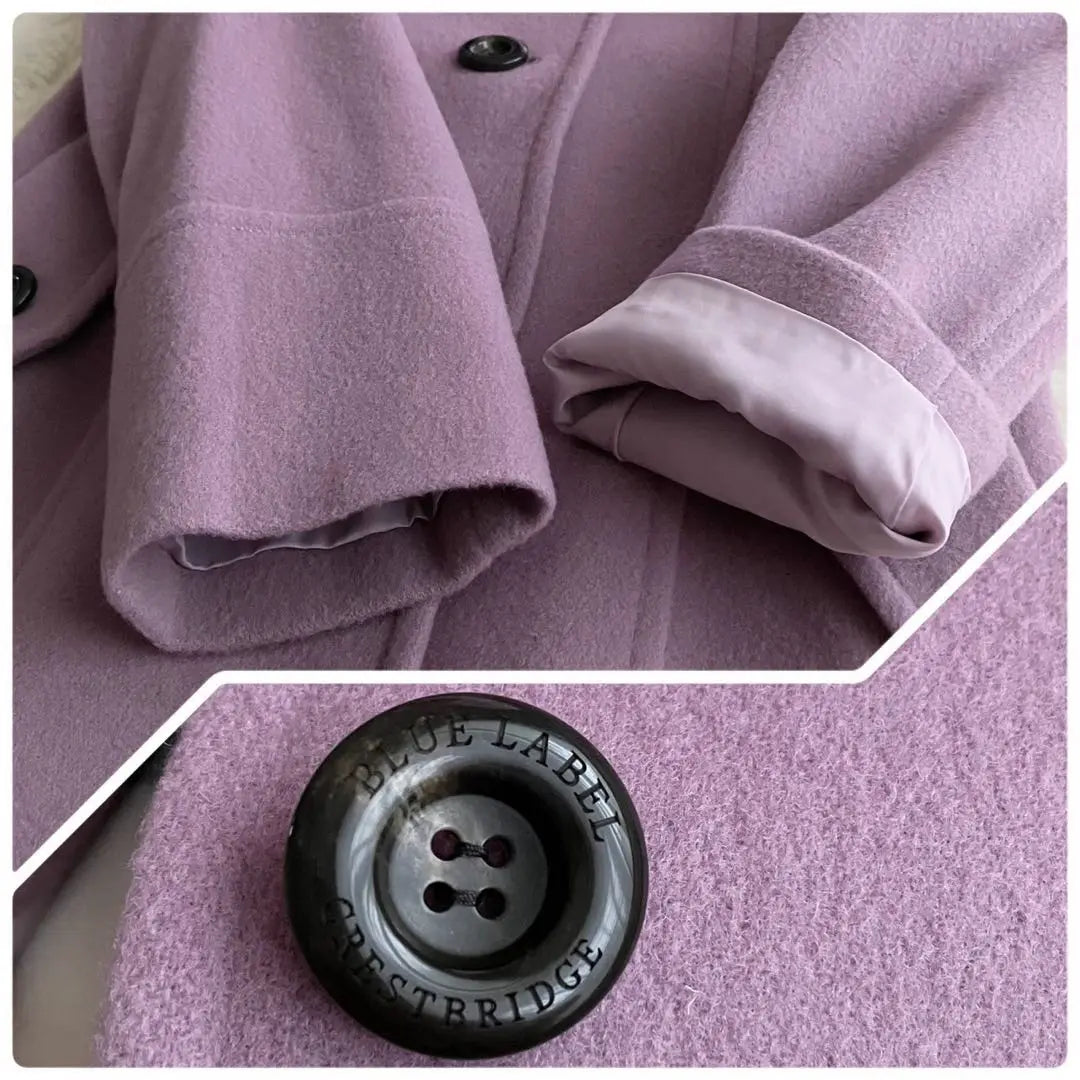 [Unused] Blue Label No Color Wool Coat Check Purple 38 | 【未使用】ブルーレーベル ノーカラー ウール コート チェック パープル 38