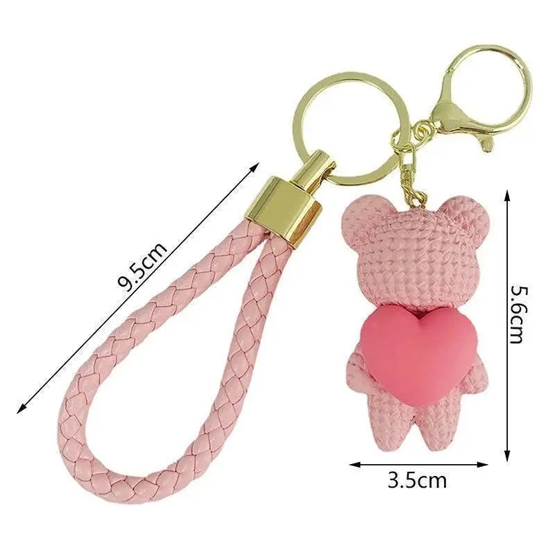 Purple Keychain Charm Bear Heart Key Ring Korean Gift Ulzzang Popular O