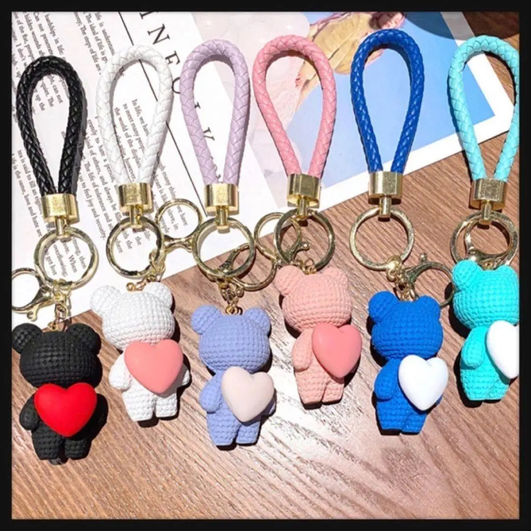 Purple Keychain Charm Bear Heart Key Ring Korean Gift Ulzzang Popular O