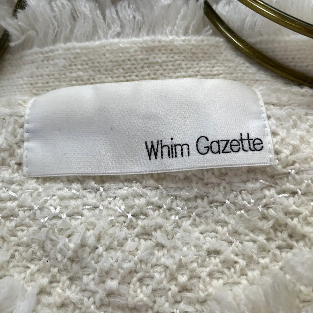 Precio 35,000 WHIM GAZETTE Chaqueta de tweed mixta Mohear trasero de oro blanco | 定価3.5万 Whim Gazette モヘヤ混 ツイードジャケット 白 金釦