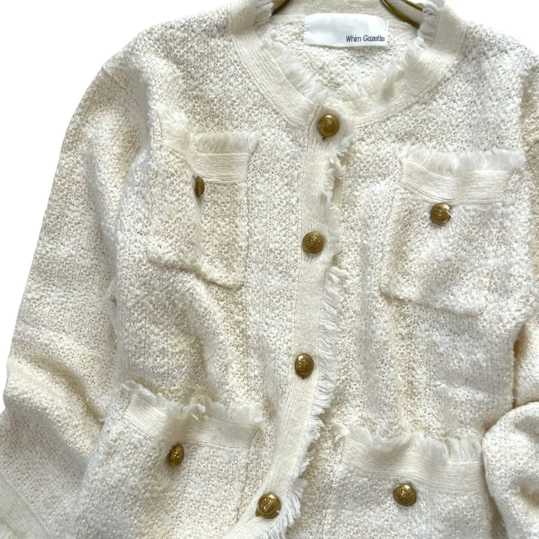 Price 35,000 WHIM GAZETTE Mohear mixed tweed jacket white gold butt