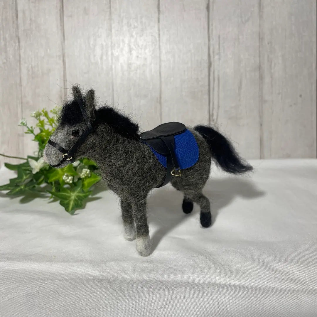 2. Wool felt horse dark gray/blue mascot