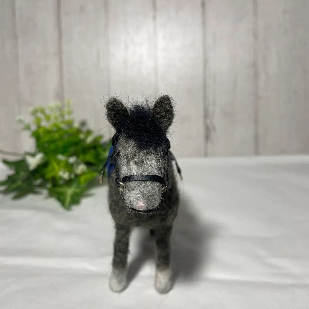 2. Wool felt horse dark gray/blue mascot