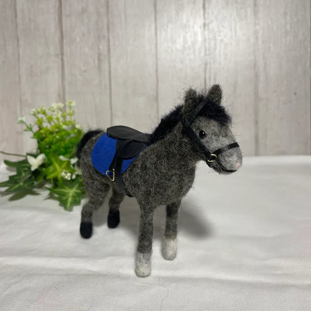 2. Wool felt horse dark gray/blue mascot