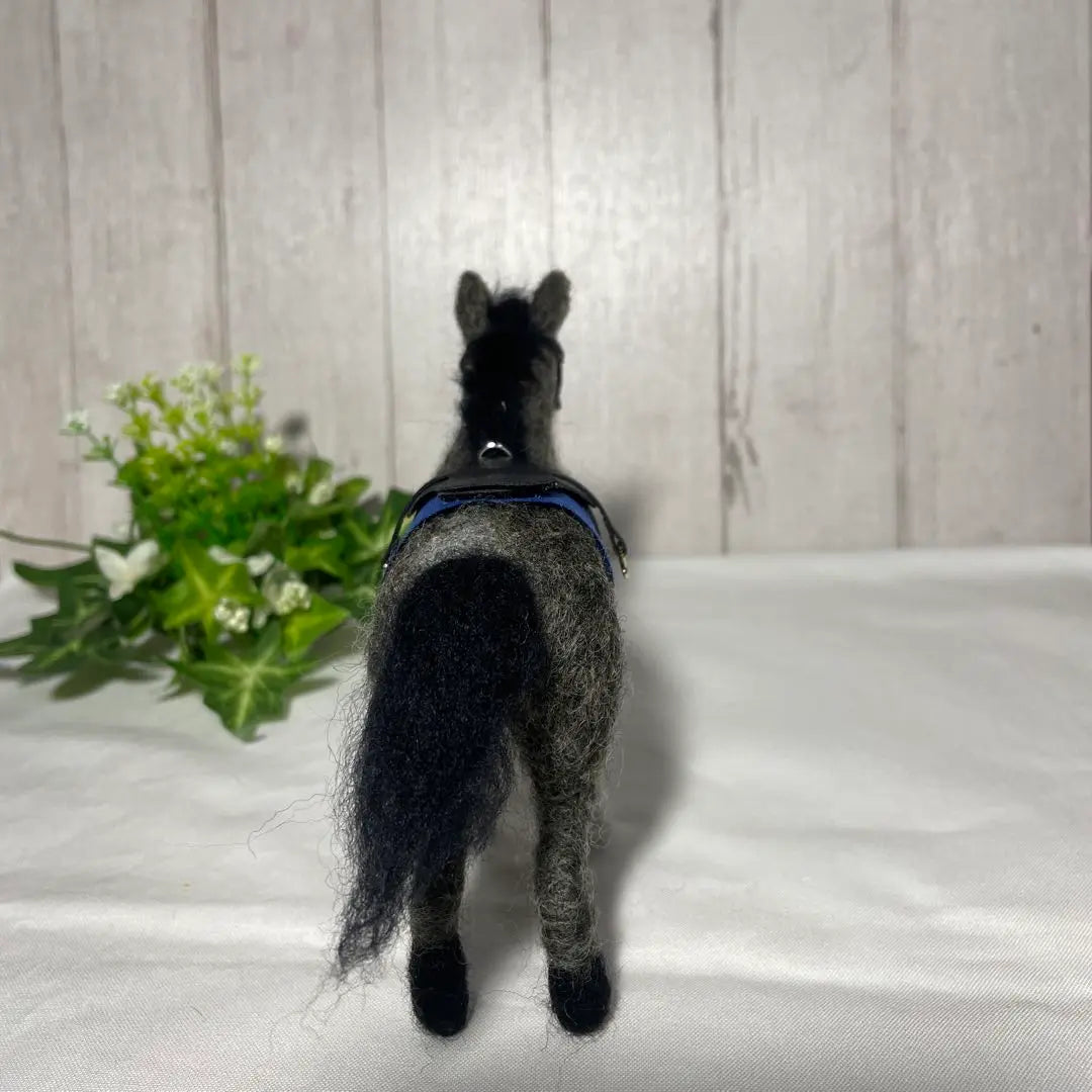 2. Wool felt horse dark gray/blue mascot