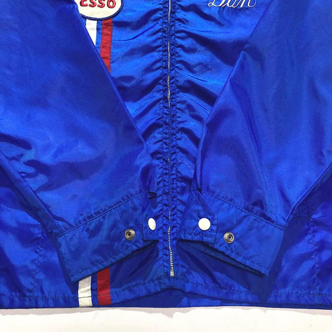 70s 80s Esso Full Zip Nylon Racing Jacket Blue White