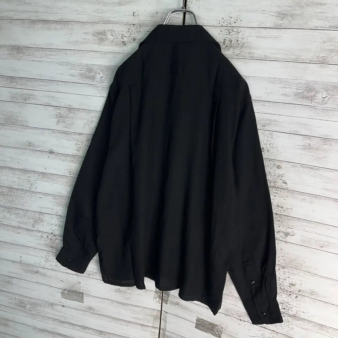 9902 [Good condition, rare color] Wakomaria ☆ Bicolor black Open collar long sleeve shirt