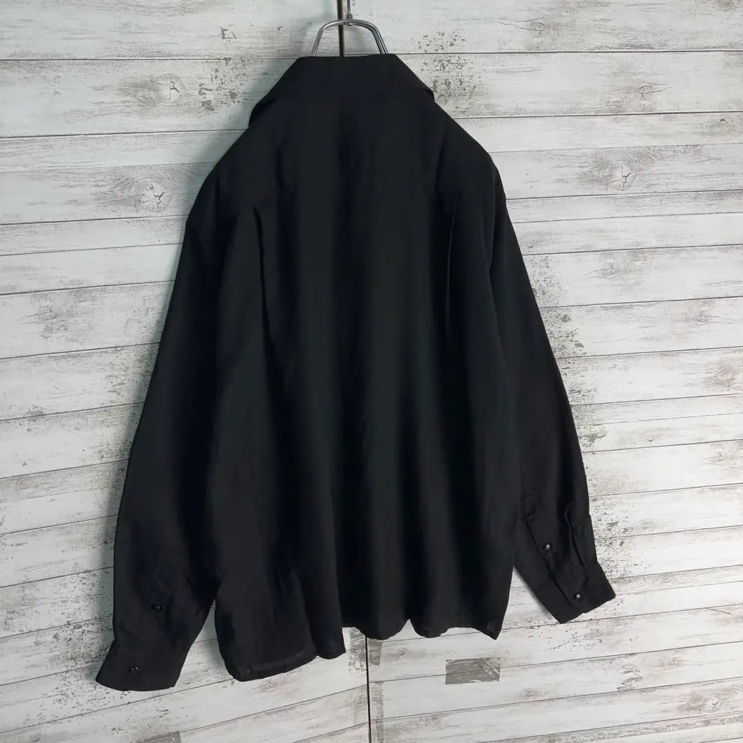 9902 [Good condition, rare color] Wakomaria ☆ Bicolor black Open collar long sleeve shirt