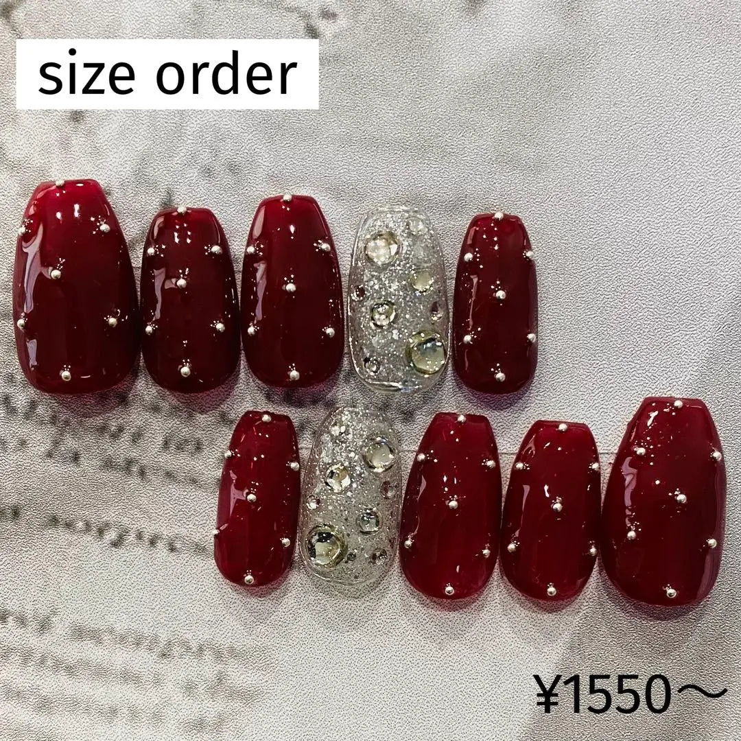 [Order] Simple Bordeaux Filled Nail Tips