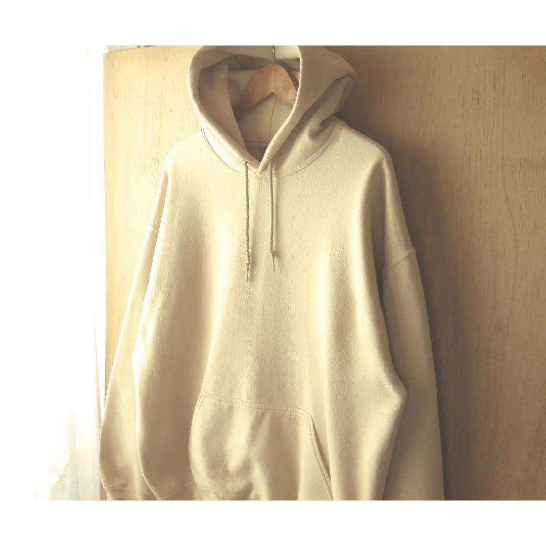 Beige L plain GILDAN fleece sweatshirt hoodie hoodie