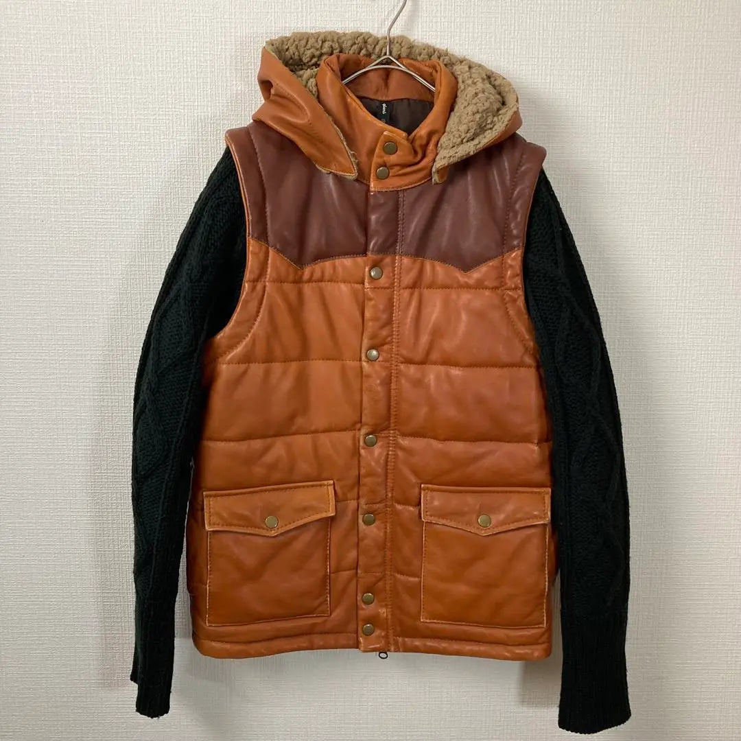 650 GLAMB 3WAY Obama Down Jacket Leather Knit Switching