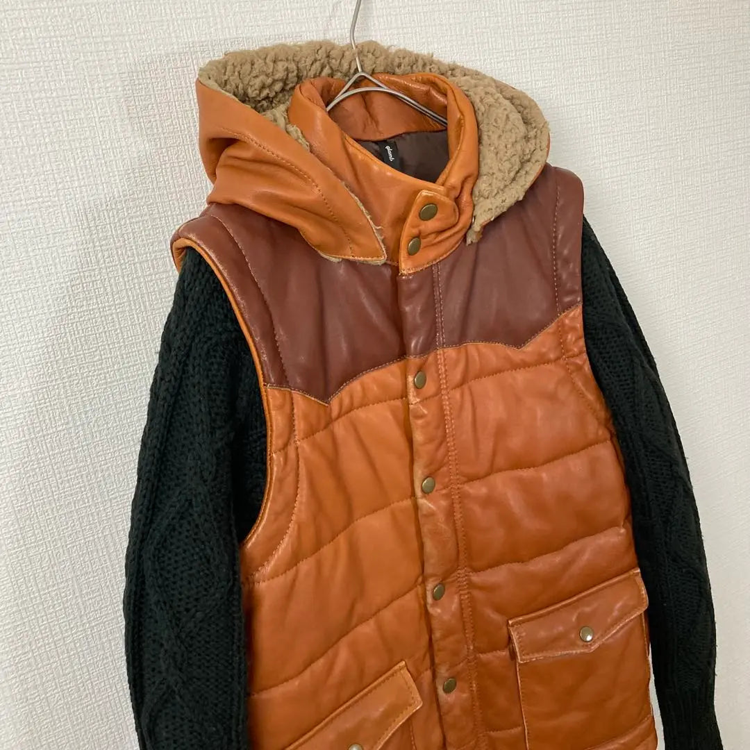 650 GLAMB 3WAY Obama Down Jacket Leather Knit Switching