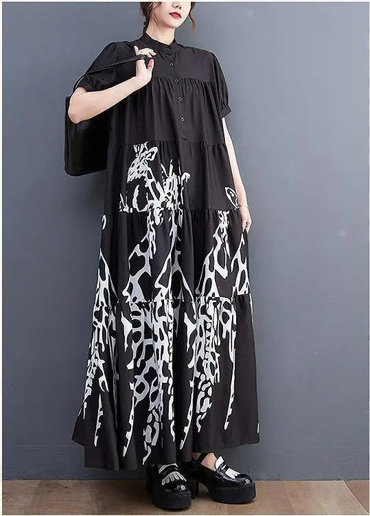 Large size for women, spring, summer, long dress, new, short sleeves, autumn