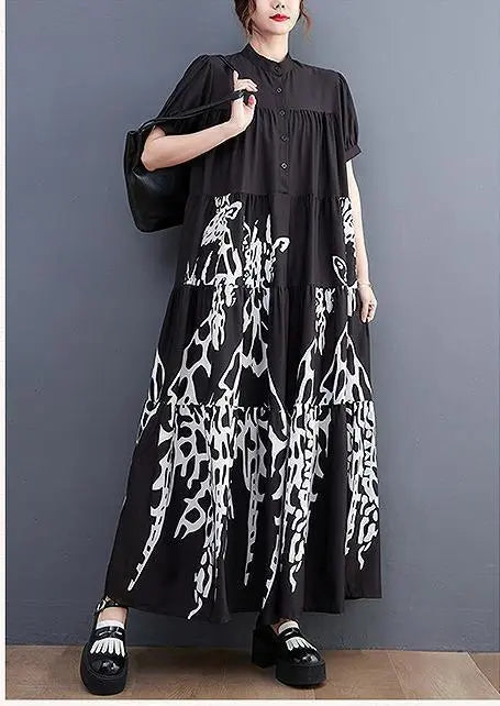 Large size for women, spring, summer, long dress, new, short sleeves, autumn