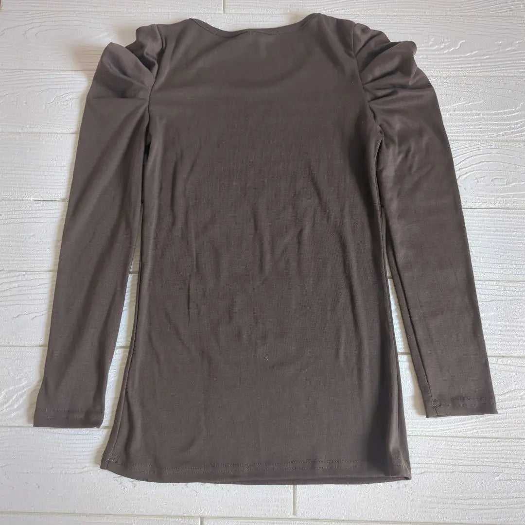 Unused Ladies T -shirt L size Sleeve shirring Brown | 未使用 レディース Tシャツ Lサイズ 袖シャーリング 茶色