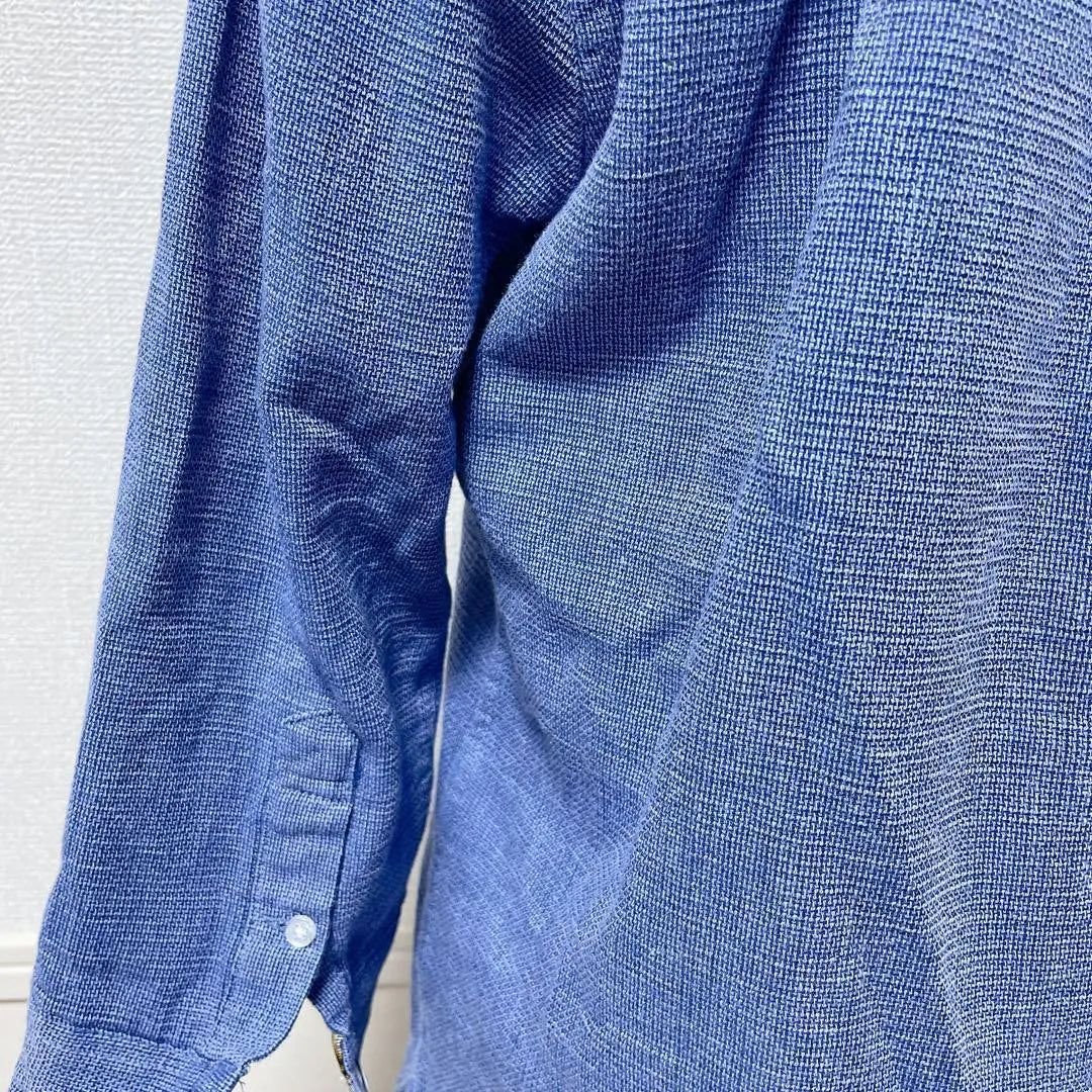 ♡ Union Station♡ 3/4 length shirt, blue, button-down cotton blend, check