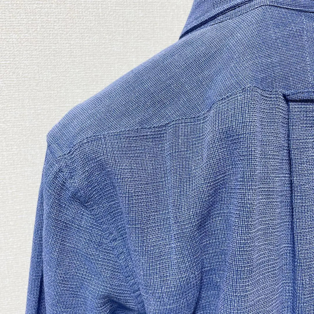 ♡ Union Station♡ 3/4 length shirt, blue, button-down cotton blend, check