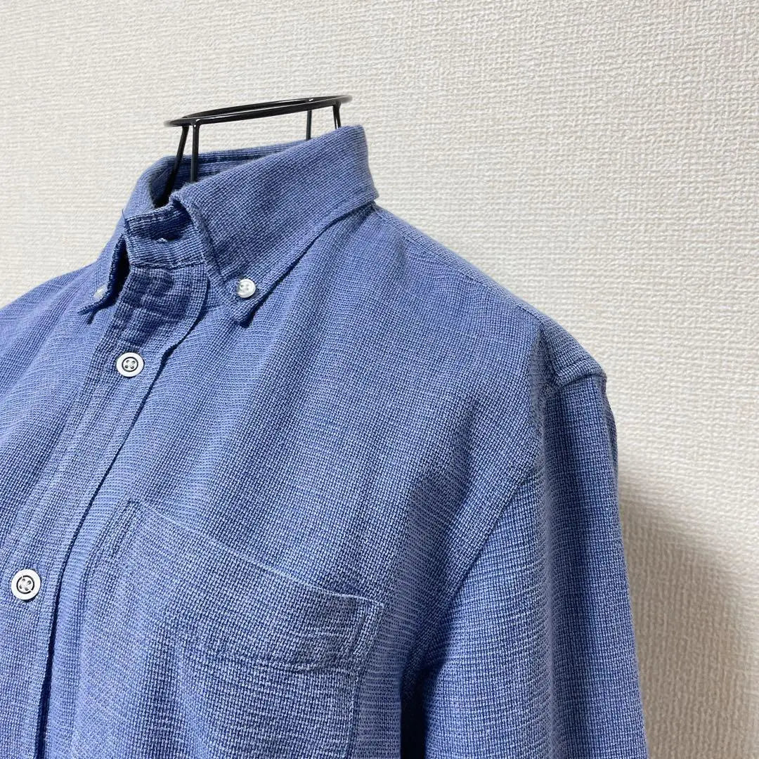 ♡ Union Station♡ 3/4 length shirt, blue, button-down cotton blend, check