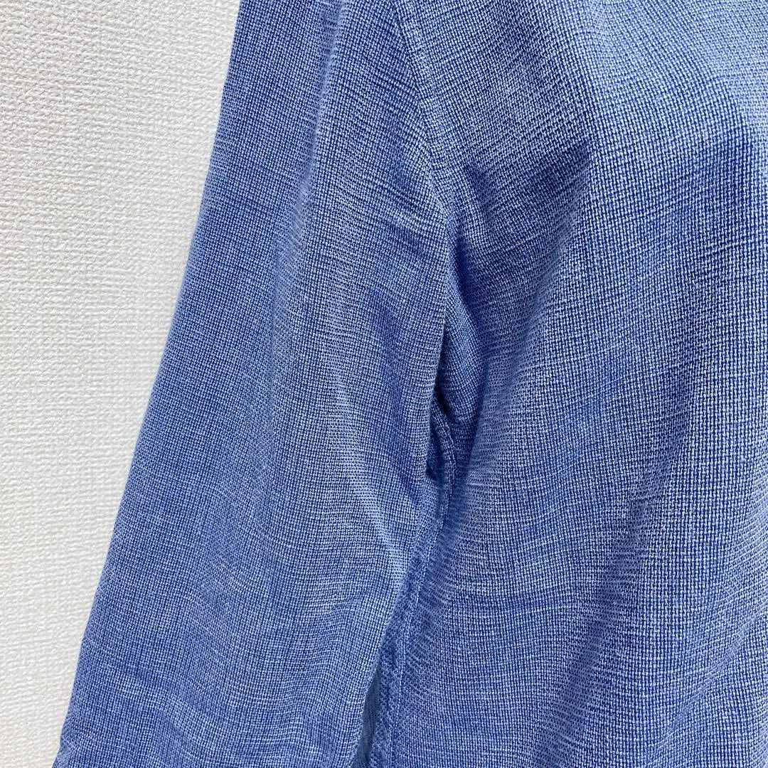 ♡ Union Station♡ 3/4 length shirt, blue, button-down cotton blend, check