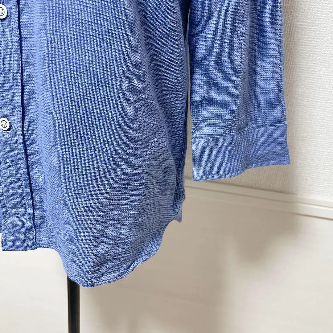 ♡ Union Station♡ 3/4 length shirt, blue, button-down cotton blend, check