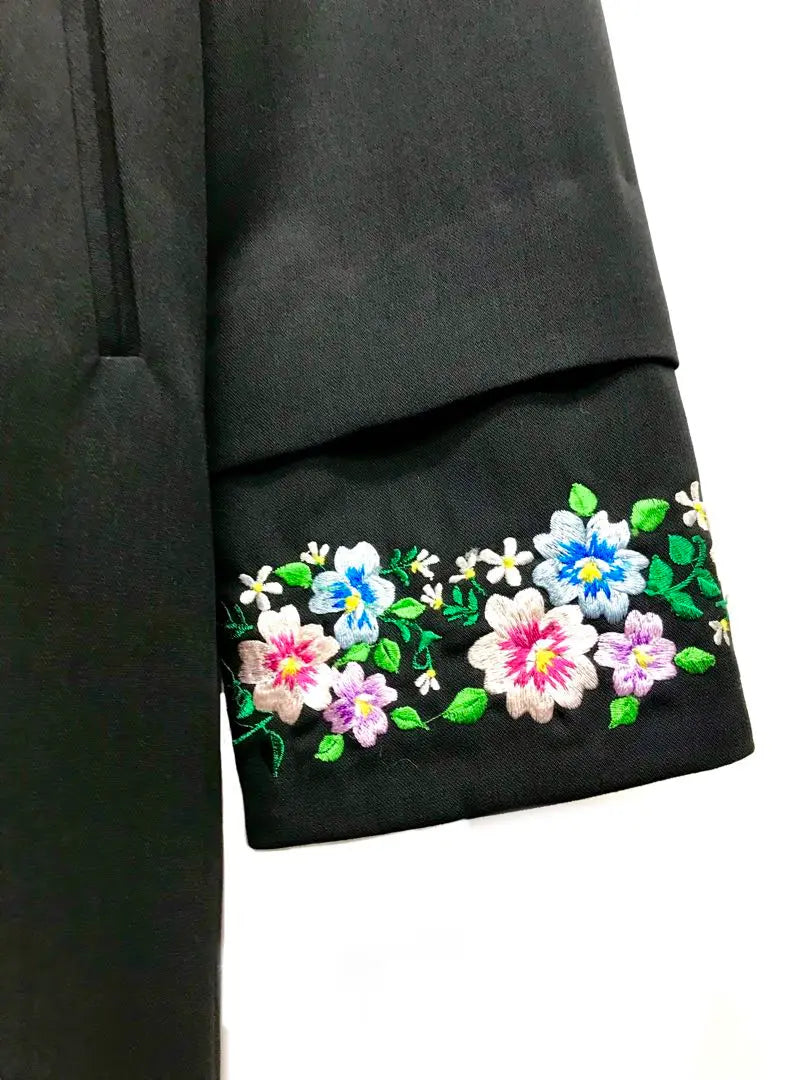 New horizontal embroidery 2way luxury Italian jacquard jacket black white collar black white