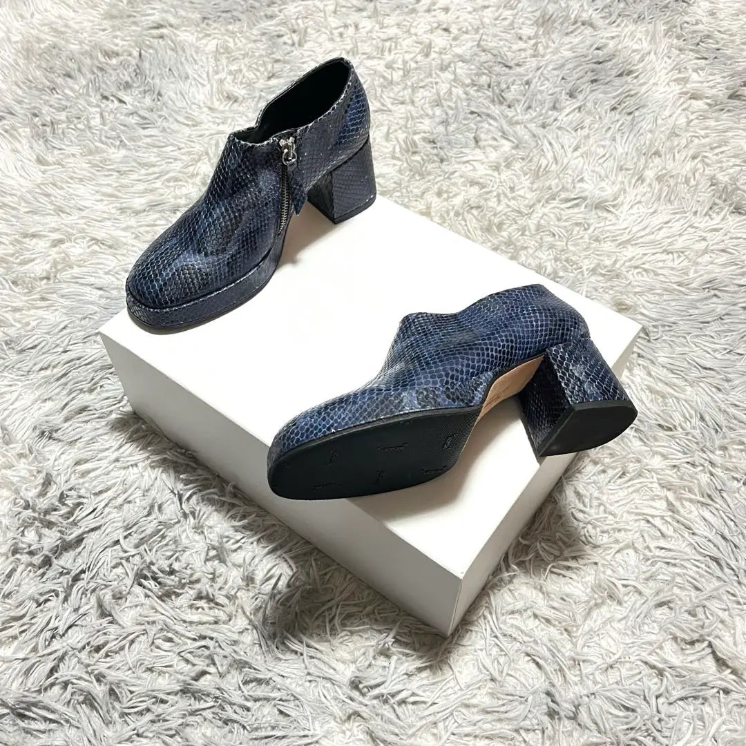 [Good condition] miista Python Side Zip Heel Shoes SPAINBLUE