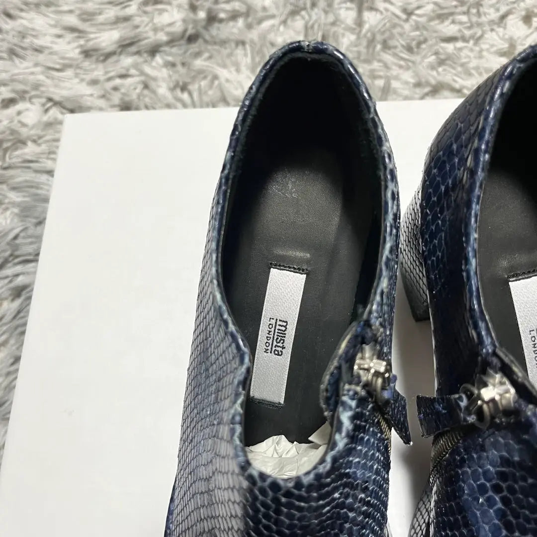 [Good condition] miista Python Side Zip Heel Shoes SPAINBLUE