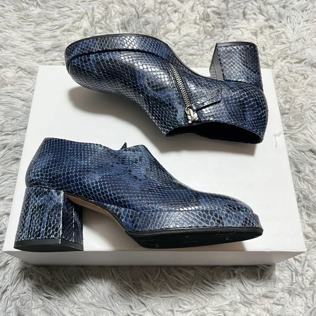 [Good condition] miista Python Side Zip Heel Shoes SPAINBLUE