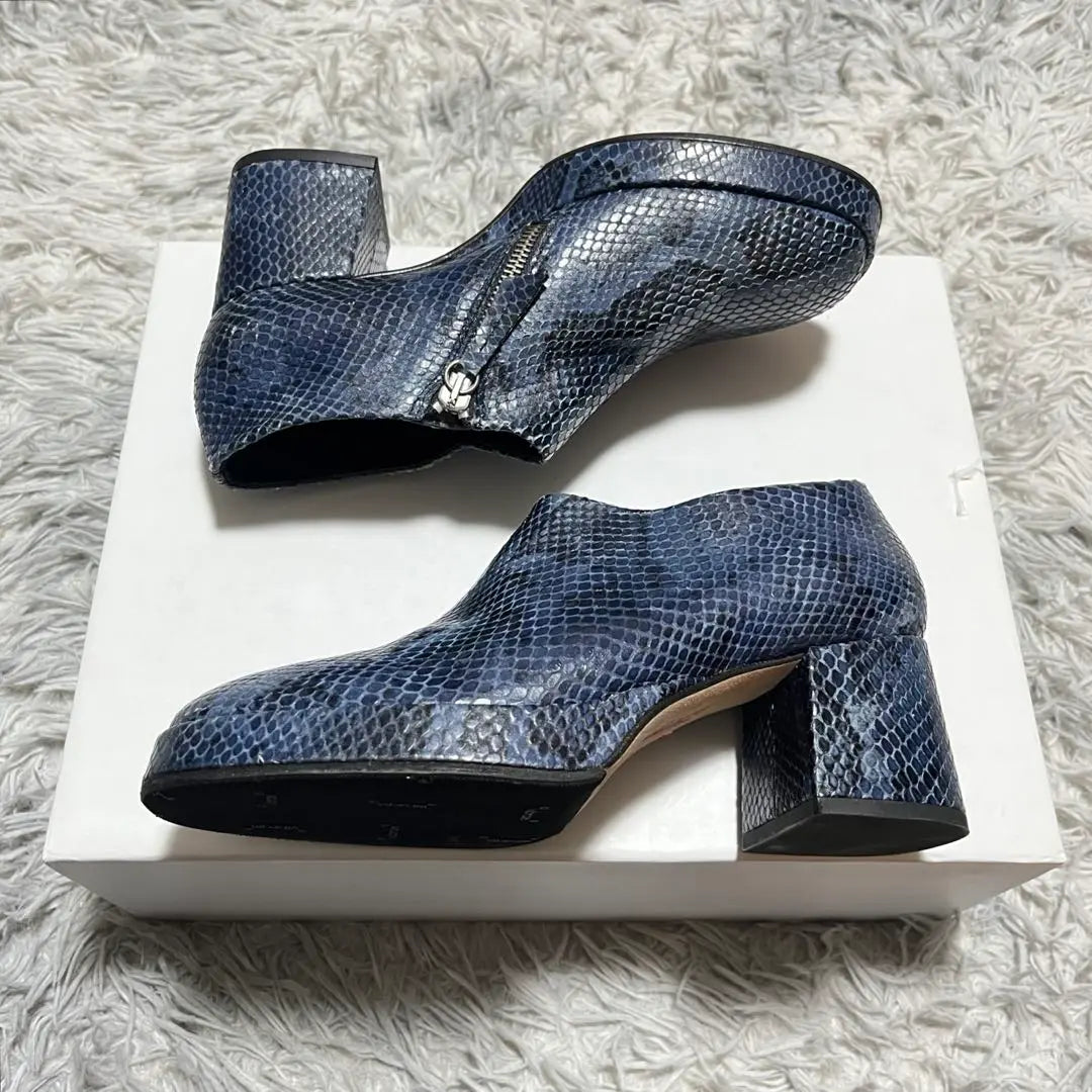 [Good condition] miista Python Side Zip Heel Shoes SPAINBLUE