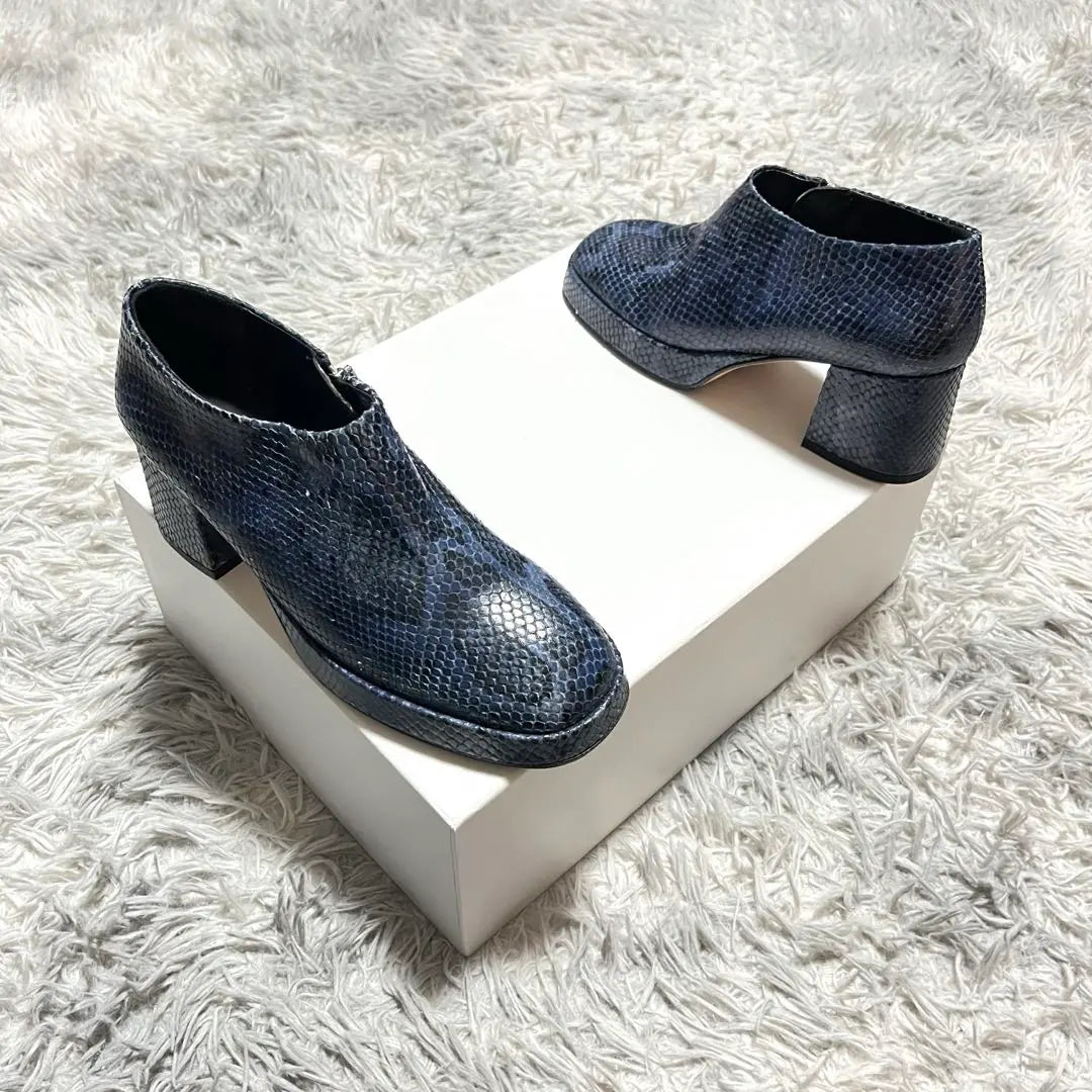 [Good condition] miista Python Side Zip Heel Shoes SPAINBLUE