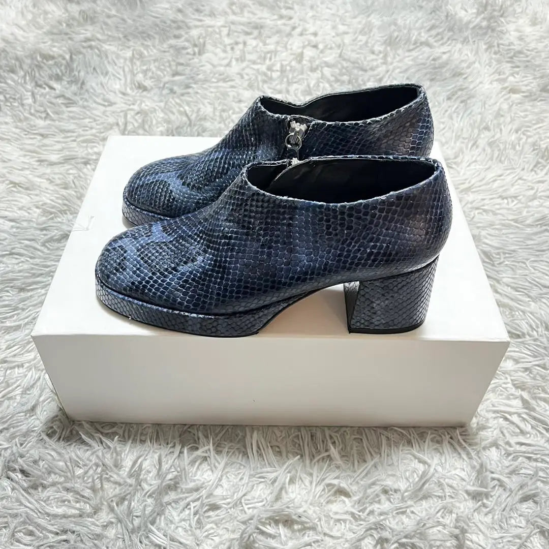 [Good condition] miista Python Side Zip Heel Shoes SPAINBLUE