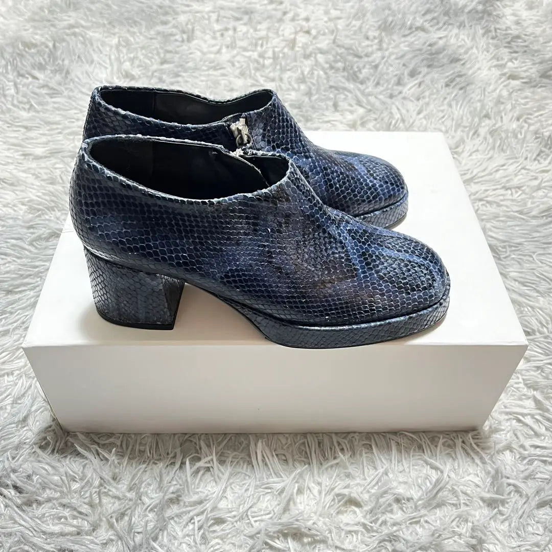 [Good condition] miista Python Side Zip Heel Shoes SPAINBLUE